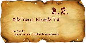 Ménesi Richárd névjegykártya